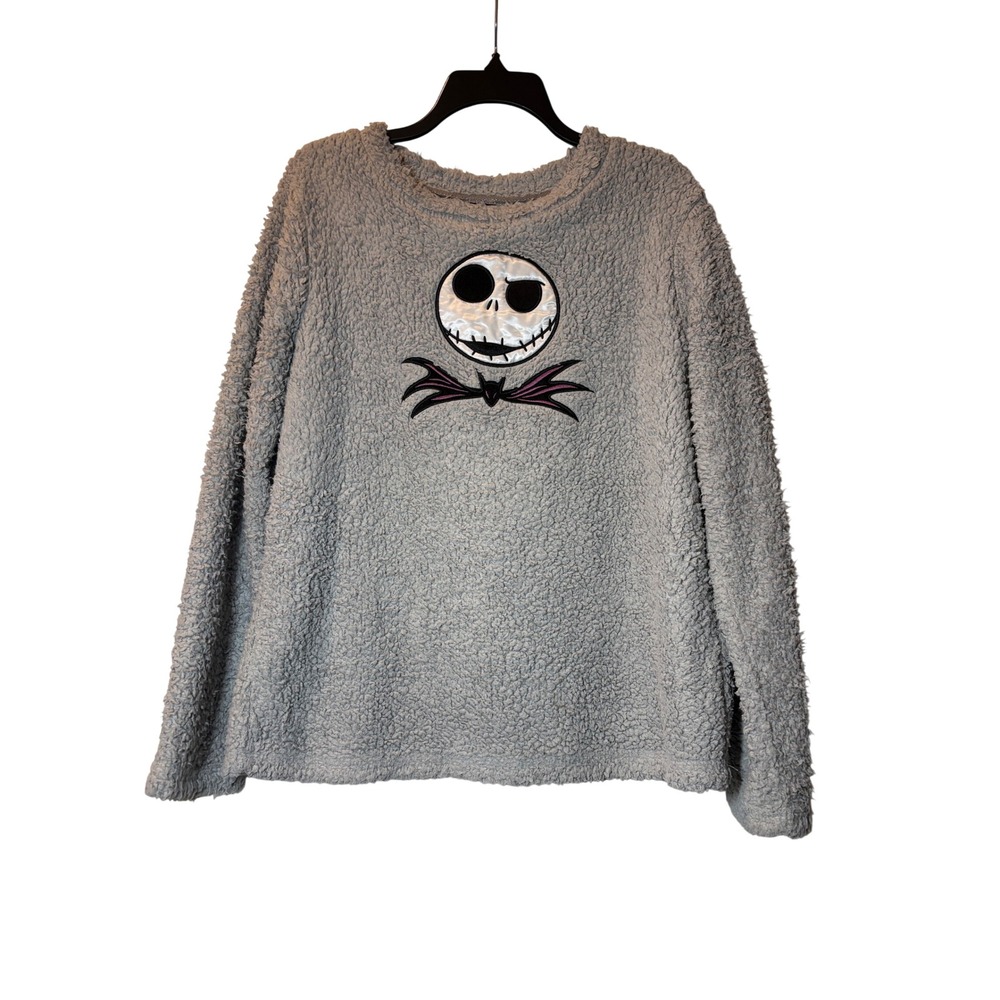 Disney Nightmare Before Christmas Jack Skellington Faux Fur Pajama Top Silver S